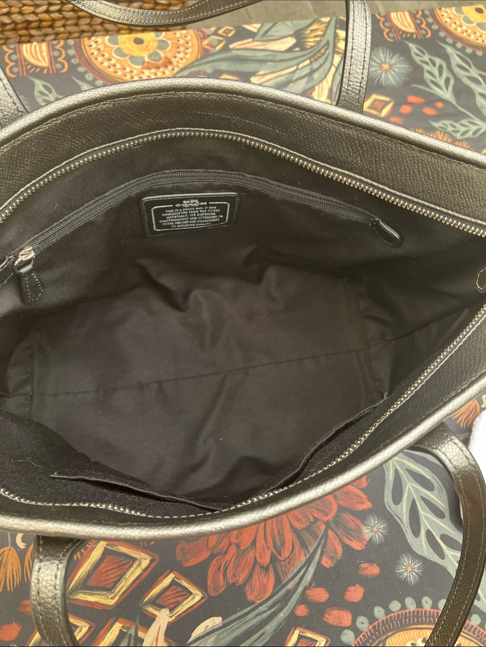Coach Metallic Pewter Silver City Zip Top Tote F16224 - Picture 9 of 12